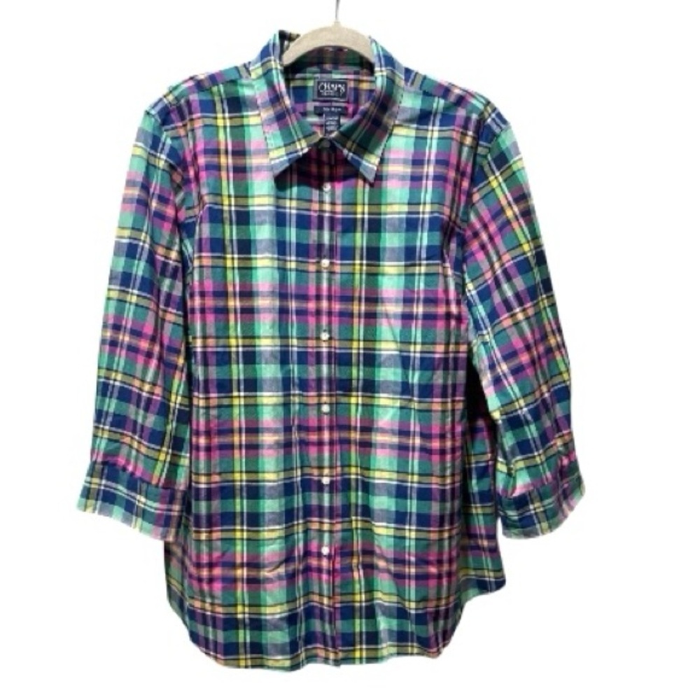 Chaps Men’s 2X No Iron Plaid Short Sleeve Button-Down Shirt